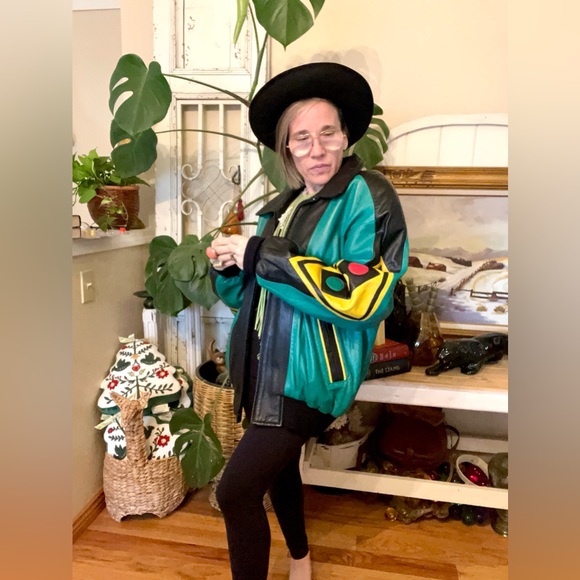Vintage 1980’s Michael Hoban Hobo Stop Light USA Leather Jacket In Living Color - Picture 9 of 14